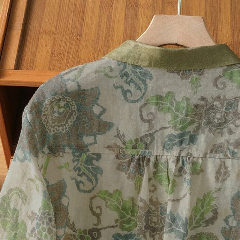 Buddha Stones Camisas de manga larga para mujer, estilo casual vintage, con botones y estampado floral, ideales para primavera y verano. - image 4