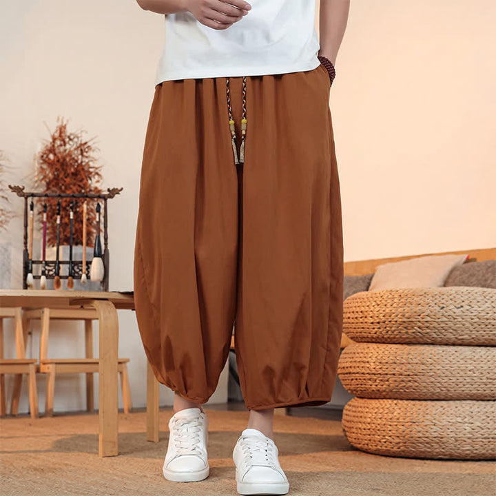Buddha Stones Pantalones capri lisos informales de primavera/verano con cordón ajustable para hombre, estilo harem, con bolsillo. - Perú - US/UK/AU46, EU56 (5XL) - image 20