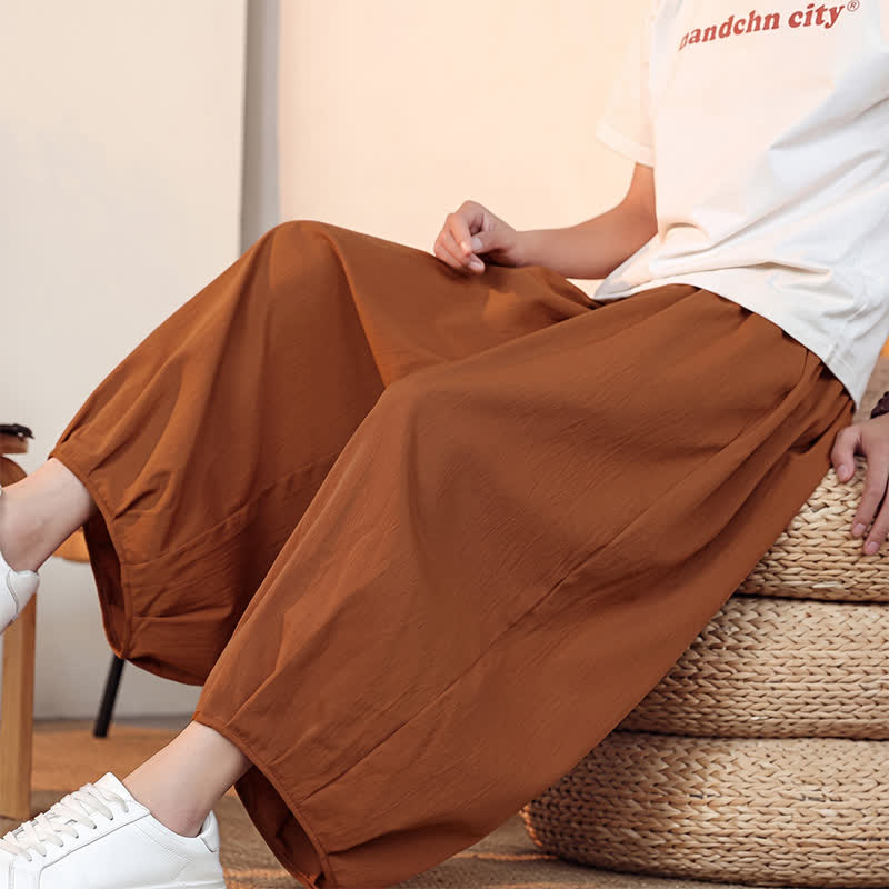 Buddha Stones Pantalones capri lisos informales de primavera/verano con cordón ajustable para hombre, estilo harem, con bolsillo. - image 28