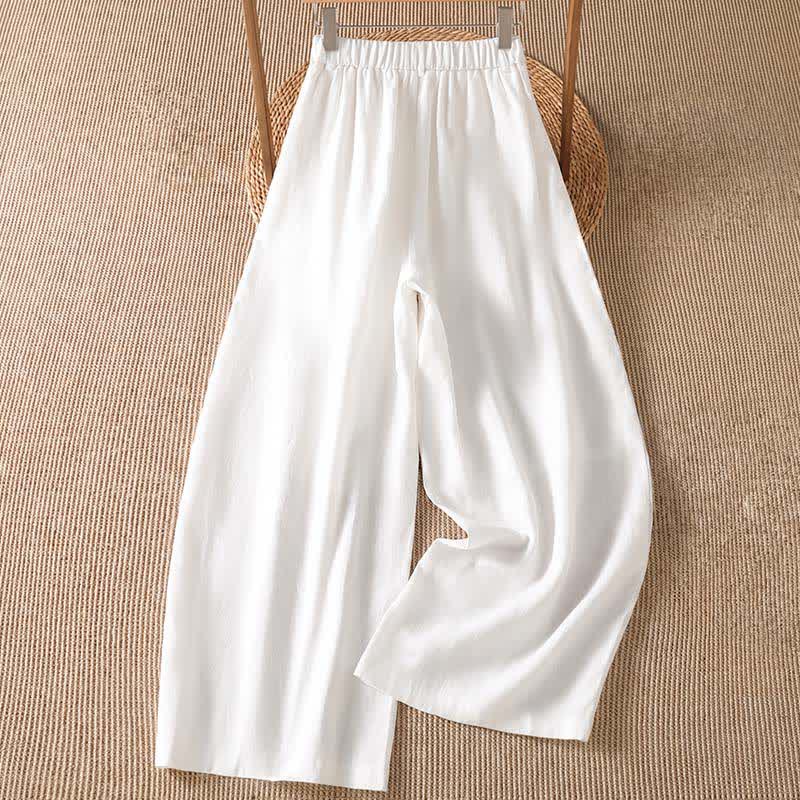 Buddha Stones Pantalones tobilleros informales de primavera/verano con cremallera, color liso, para mujer, pierna ancha y bolsillo. - image 11