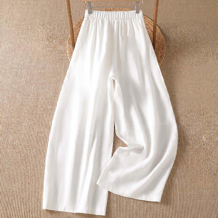Buddha Stones Pantalones tobilleros informales de primavera/verano con cremallera, color liso, para mujer, pierna ancha y bolsillo. - image 11