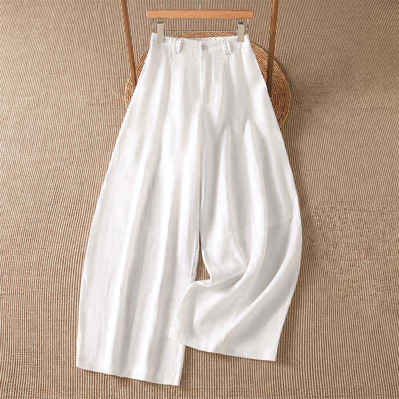 Buddha Stones Pantalones tobilleros informales de primavera/verano con cremallera, color liso, para mujer, pierna ancha y bolsillo. - Blanco - US8-10, UK/AU12-14, EU40-42 (2XL) - image 10