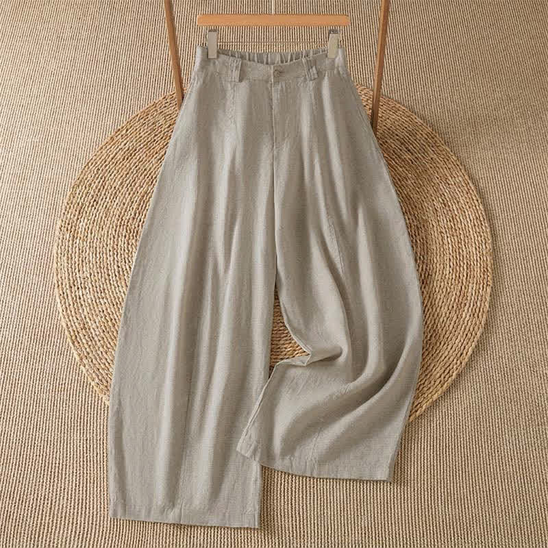 Buddha Stones Pantalones tobilleros informales de primavera/verano con cremallera, color liso, para mujer, pierna ancha y bolsillo. - Broncearse - US8-10, UK/AU12-14, EU40-42 (2XL) - image 0