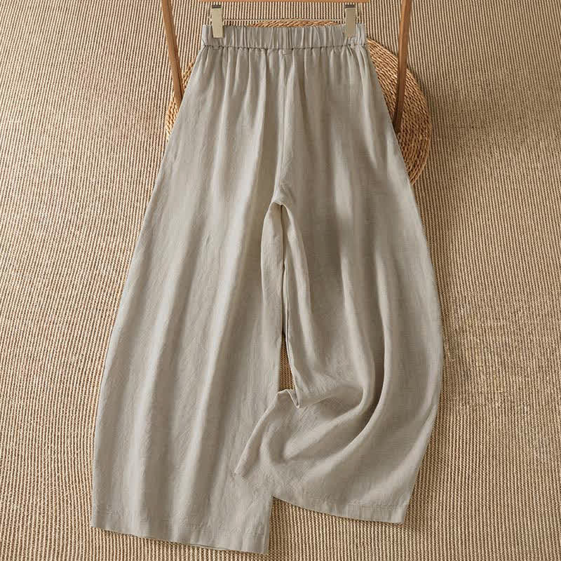Buddha Stones Pantalones tobilleros informales de primavera/verano con cremallera, color liso, para mujer, pierna ancha y bolsillo. - image 1