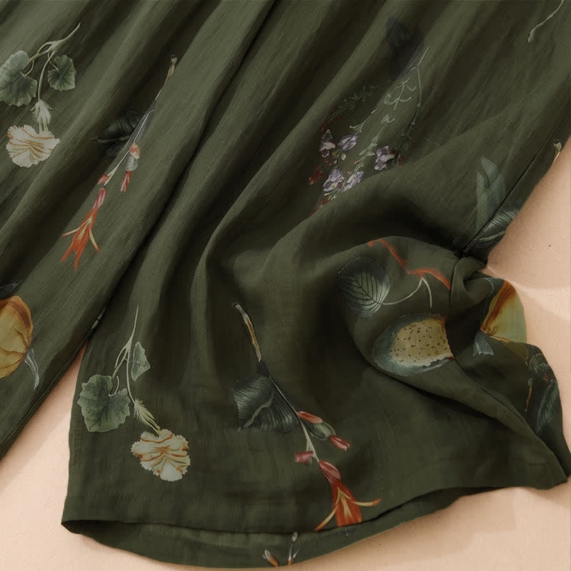 Buddha Stones Pantalones tobilleros bohemios florales para mujer, ideales para primavera y verano. Pantalones de pierna ancha con bolsillos. - image 12