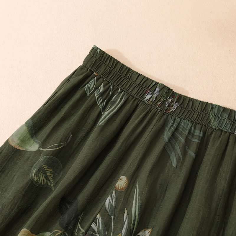 Buddha Stones Pantalones tobilleros bohemios florales para mujer, ideales para primavera y verano. Pantalones de pierna ancha con bolsillos. - image 8