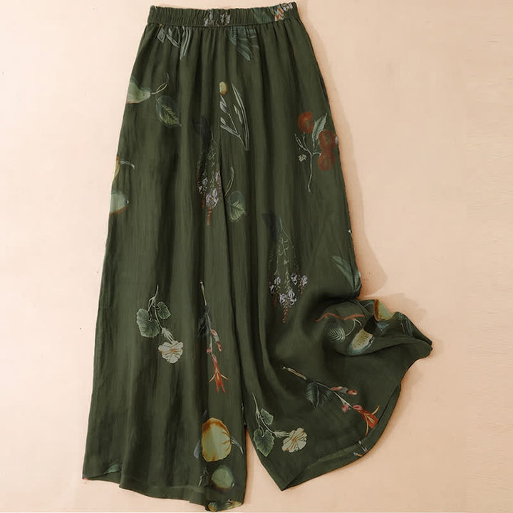 Buddha Stones Pantalones tobilleros bohemios florales para mujer, ideales para primavera y verano. Pantalones de pierna ancha con bolsillos. - image 7