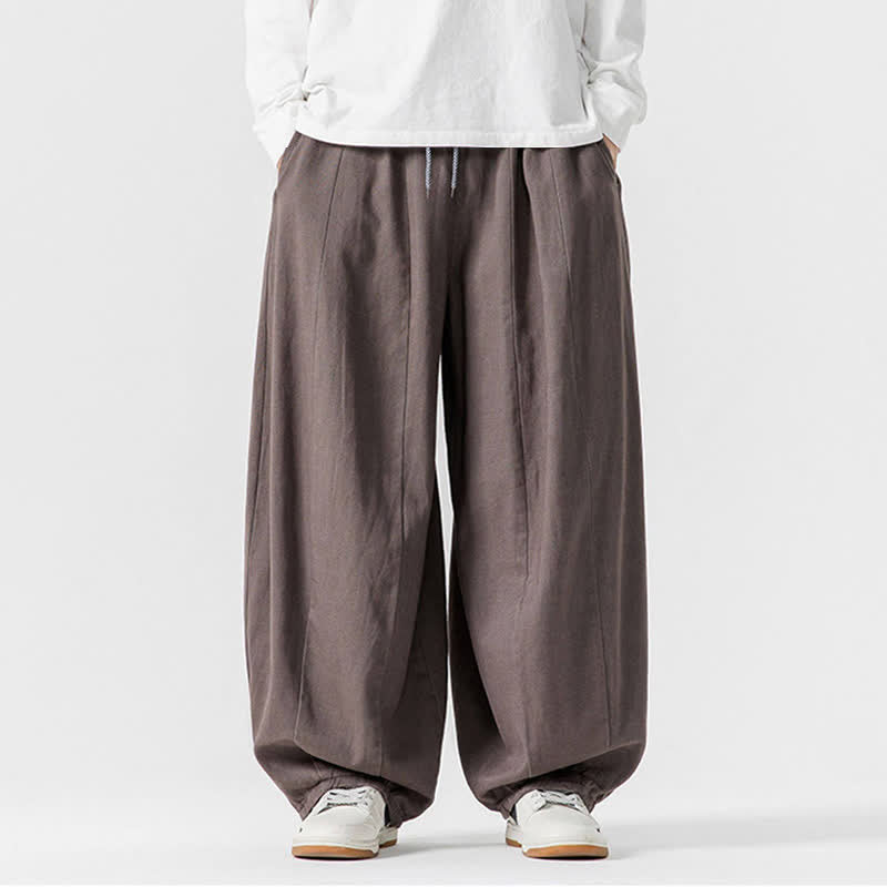Buddha Stones Pantalones largos de algodón liso, sencillos, con cordón ajustable, estilo casual de otoño, para hombre, de pierna recta y con bolsillos. - Gris - US/UK/AU46, EU56 (5XL) - image 0