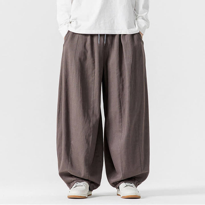 Buddha Stones Pantalones largos de algodón liso, sencillos, con cordón ajustable, estilo casual de otoño, para hombre, de pierna recta y con bolsillos. - Gris - US/UK/AU46, EU56 (5XL) - image 0
