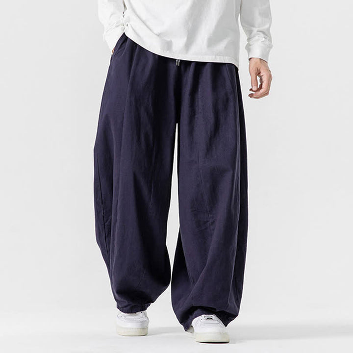 Buddha Stones Pantalones largos de algodón liso, sencillos, con cordón ajustable, estilo casual de otoño, para hombre, de pierna recta y con bolsillos. - Azul medianoche - US/UK/AU46, EU56 (5XL) - image 26