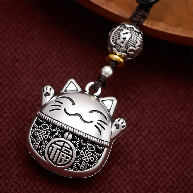 Buddha Stones Llaveros trenzados de cobre grabados con el personaje Fu y el gato de la suerte. - image 7
