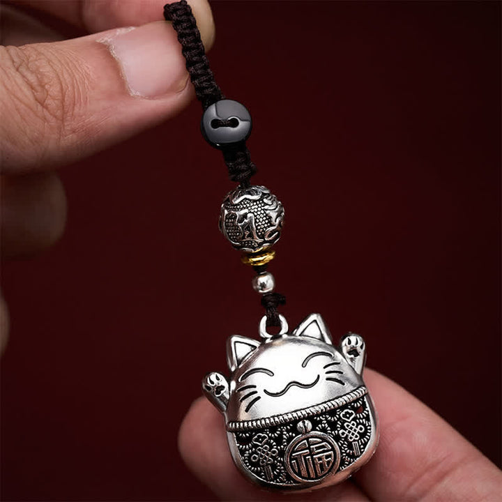 Buddha Stones Llaveros trenzados de cobre grabados con el personaje Fu y el gato de la suerte. - image 8