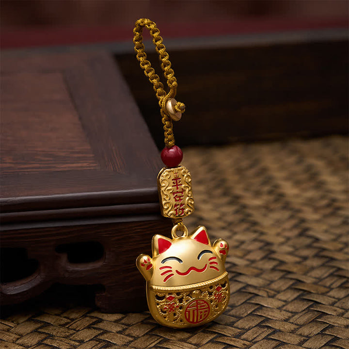 Buddha Stones Llaveros trenzados de cobre grabados con el personaje Fu y el gato de la suerte. - image 12