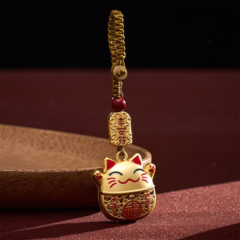 Buddha Stones Llaveros trenzados de cobre grabados con el personaje Fu y el gato de la suerte. - image 10