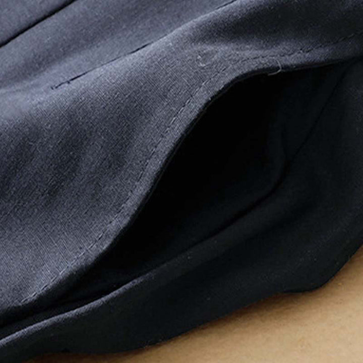 Buddha Stones Pantalones harem minimalistas de lino liso de cintura alta con botones y bolsillos para mujer, ideales para el verano. - image 6