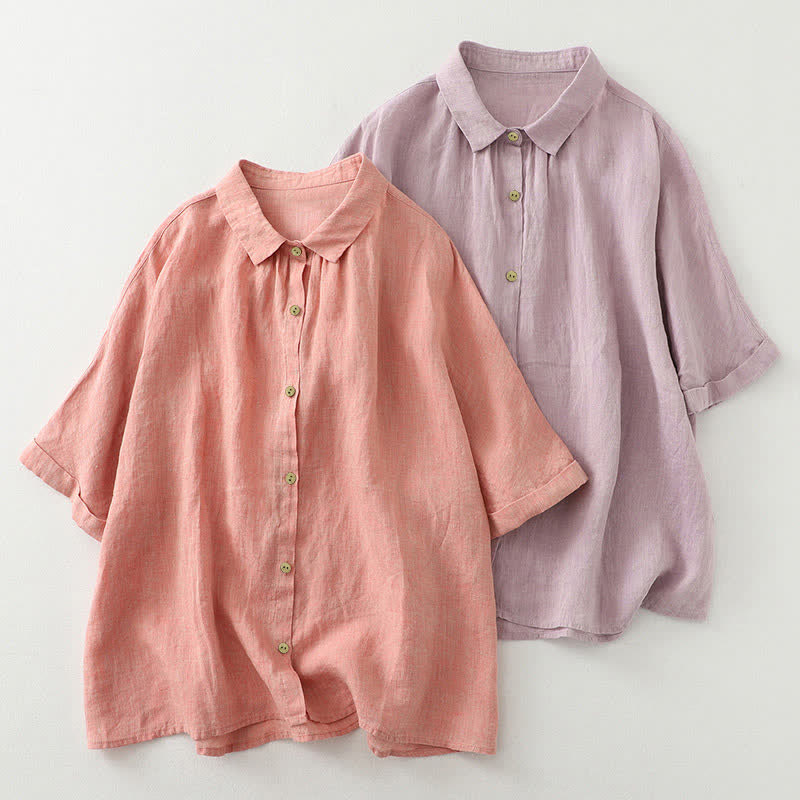 Camisa de manga corta para mujer con botones y estampado de Buddha Stones. - image 0