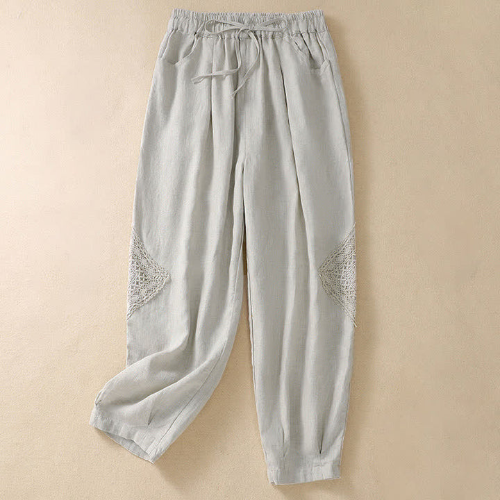 Pantalones harem de verano para mujer con cordón ajustable y bolsillos , de Buddha Stones. - Lino - US8-10，UK/AU12-14，EU40-42 (2XL) - image 13