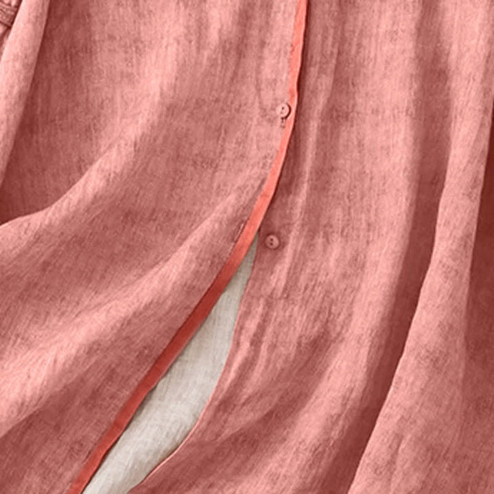 Vestido midi casual de verano con cuello alto y mangas tres cuartos, diseño de Buddha Stones y bordados. - image 9