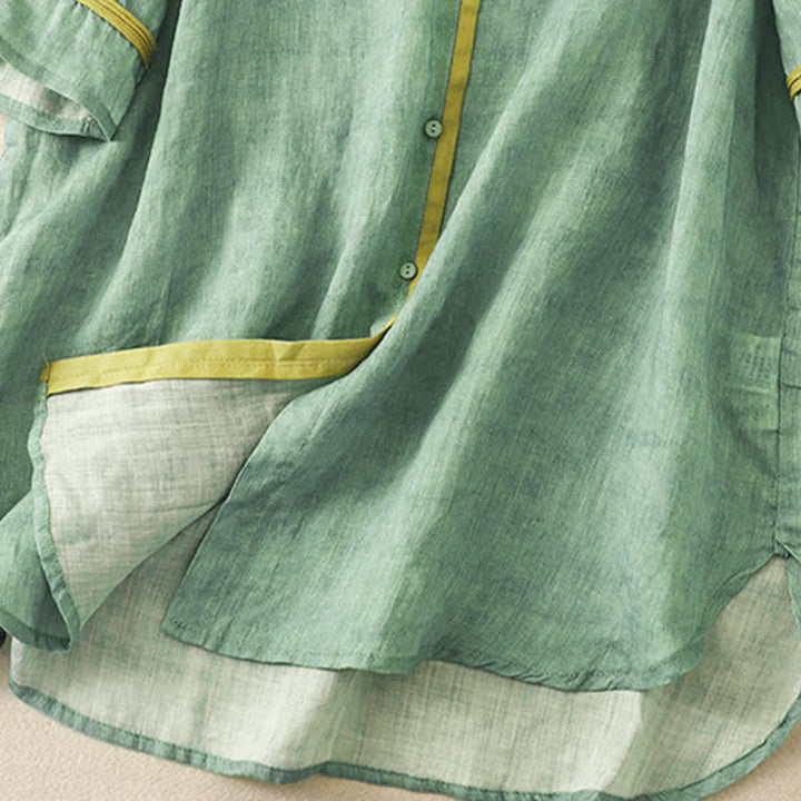 Vestido midi casual de verano con cuello alto y mangas tres cuartos, diseño de Buddha Stones y bordados. - image 3