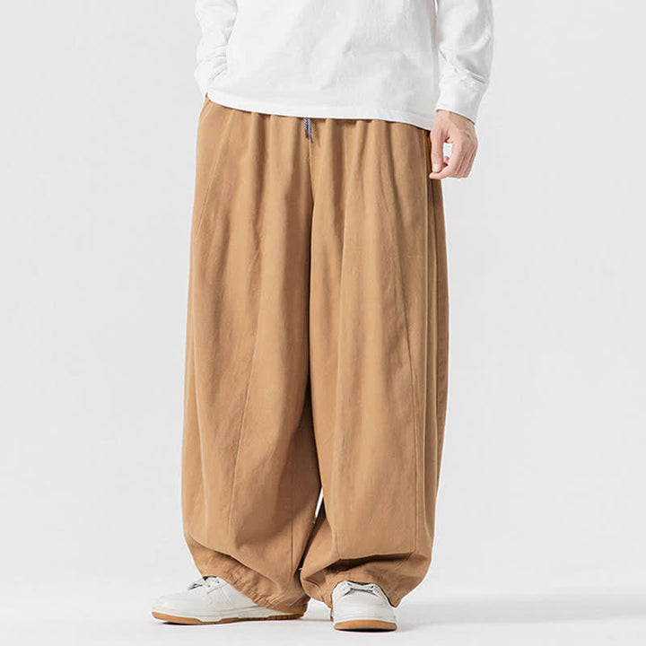 Buddha Stones Pantalones largos de algodón liso, sencillos, con cordón ajustable, estilo casual de otoño, para hombre, de pierna recta y con bolsillos. - image 39