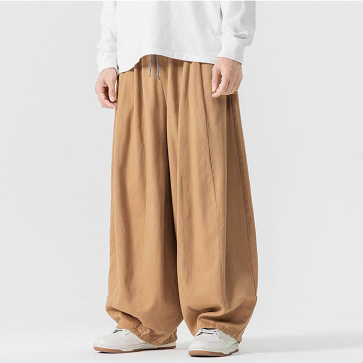 Buddha Stones Pantalones largos de algodón liso, sencillos, con cordón ajustable, estilo casual de otoño, para hombre, de pierna recta y con bolsillos. - image 38