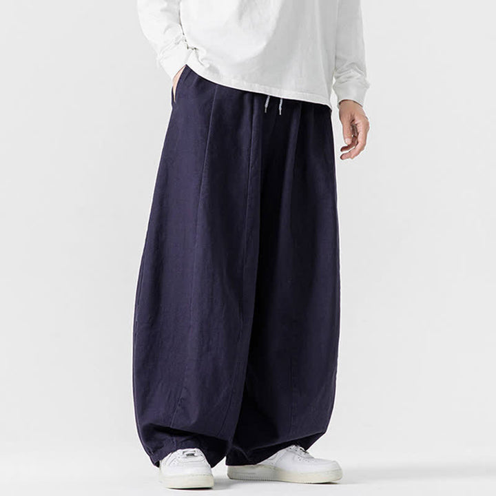 Buddha Stones Pantalones largos de algodón liso, sencillos, con cordón ajustable, estilo casual de otoño, para hombre, de pierna recta y con bolsillos. - image 28