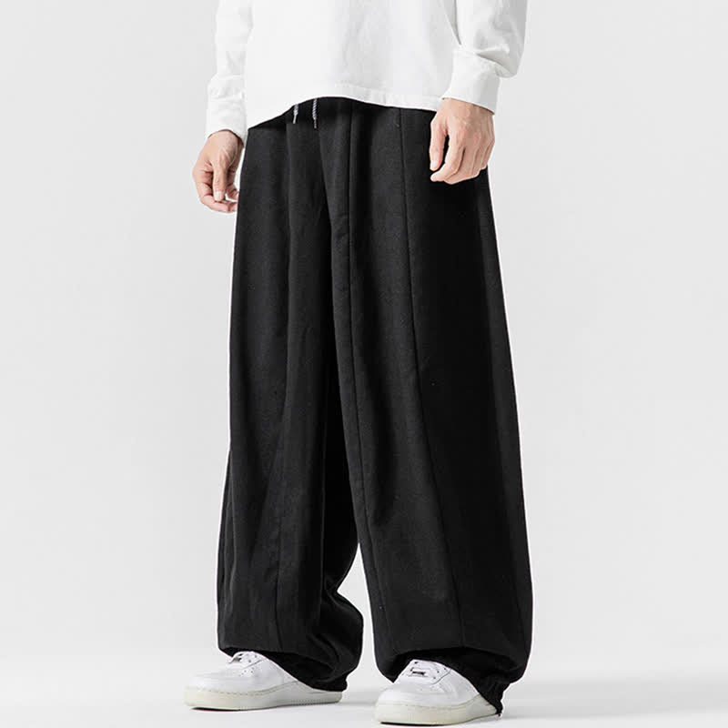 Buddha Stones Pantalones largos de algodón liso, sencillos, con cordón ajustable, estilo casual de otoño, para hombre, de pierna recta y con bolsillos. - image 13