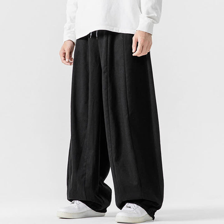 Buddha Stones Pantalones largos de algodón liso, sencillos, con cordón ajustable, estilo casual de otoño, para hombre, de pierna recta y con bolsillos. - image 13