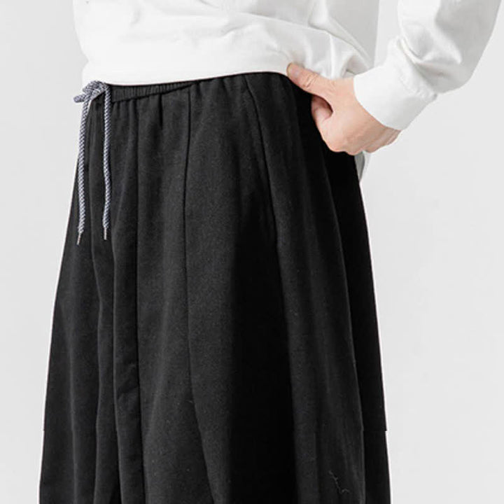 Buddha Stones Pantalones largos de algodón liso, sencillos, con cordón ajustable, estilo casual de otoño, para hombre, de pierna recta y con bolsillos. - image 15