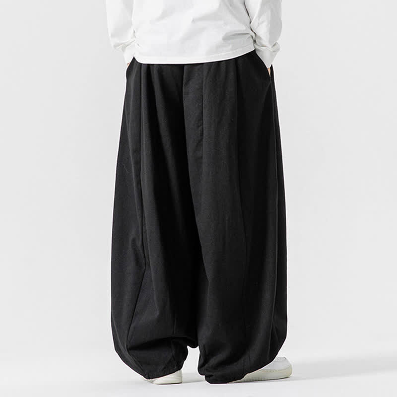 Buddha Stones Pantalones largos de algodón liso, sencillos, con cordón ajustable, estilo casual de otoño, para hombre, de pierna recta y con bolsillos. - image 10