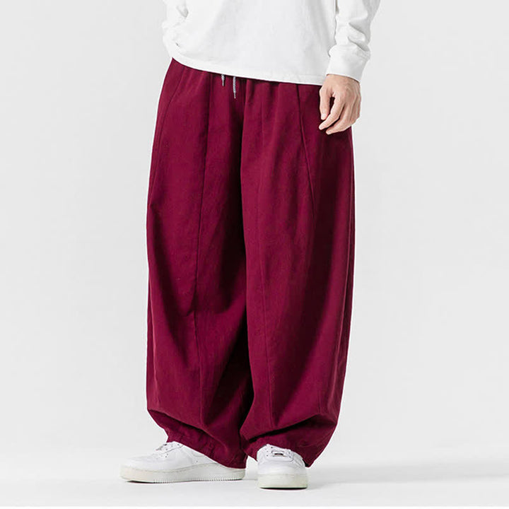 Buddha Stones Pantalones largos de algodón liso, sencillos, con cordón ajustable, estilo casual de otoño, para hombre, de pierna recta y con bolsillos. - image 44