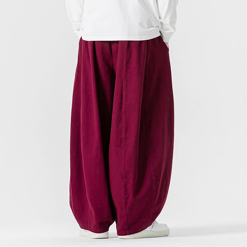 Buddha Stones Pantalones largos de algodón liso, sencillos, con cordón ajustable, estilo casual de otoño, para hombre, de pierna recta y con bolsillos. - image 45