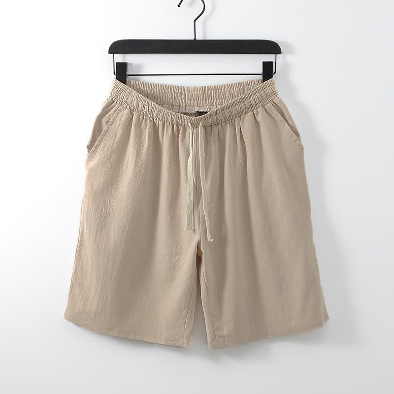 Buddha Stones 2 piezas de camisas de manga corta de algodón y lino con cordón ajustable estilo Tang para meditación de verano, pantalones cortos para hombre con bolsillos. - image 12