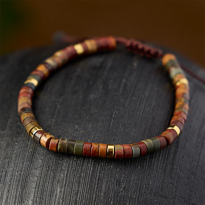 Buddha Stones Pulsera de hilo energético con pequeñas cuentas de jaspe Picasso - image 3
