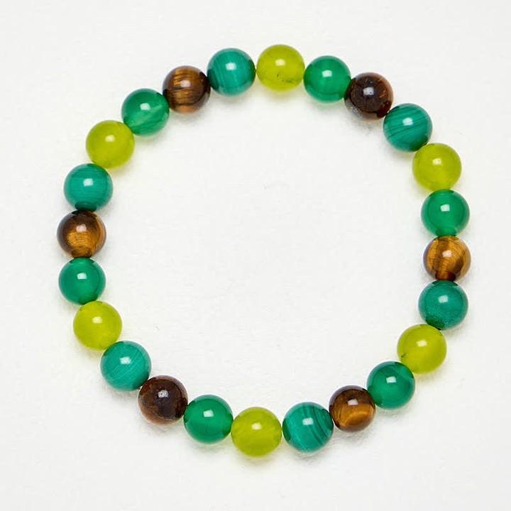 Buddha Stones Pulsera de ágata verde jade cian con ojo de tigre y malaquita. - image 3