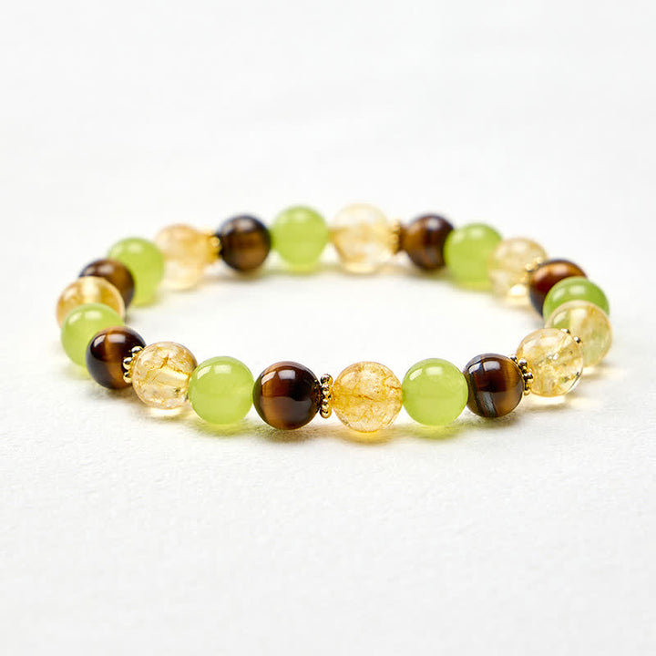 Buddha Stones Pulsera de la prosperidad con citrino natural, ojo de tigre y jade verde. - image 12