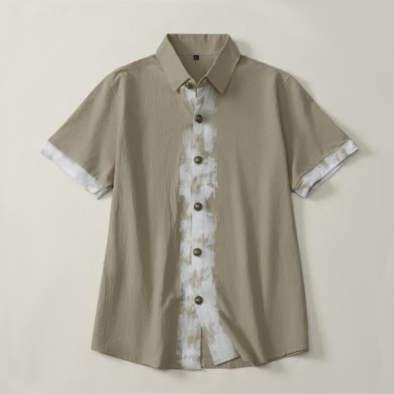 Buddha Stones Camisas de manga corta para hombre, estilo boho casual veraniego con estampado tie-dye. - image 1