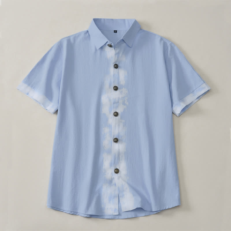 Buddha Stones Camisas de manga corta para hombre, estilo boho casual veraniego con estampado tie-dye. - image 9