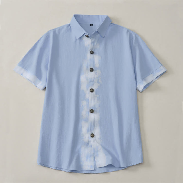 Buddha Stones Camisas de manga corta para hombre, estilo boho casual veraniego con estampado tie-dye. - image 9