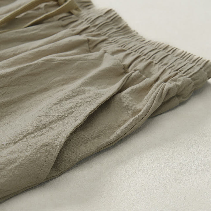 Buddha Stones Pantalones largos lisos casuales de otoño con cordón ajustable para hombre, pierna recta y bolsillo. - image 7