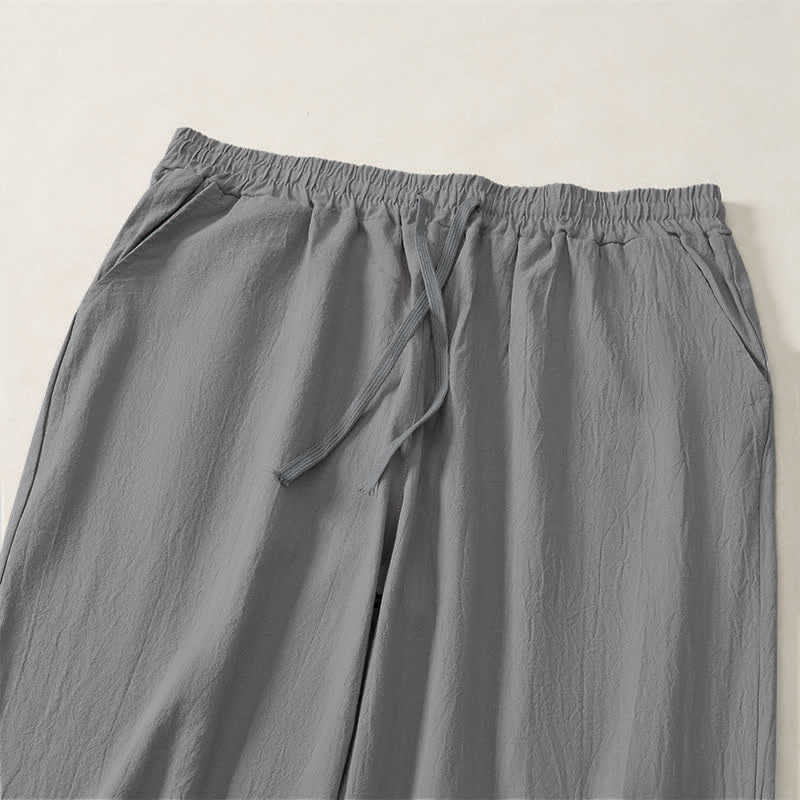 Buddha Stones Pantalones largos lisos casuales de otoño con cordón ajustable para hombre, pierna recta y bolsillo. - image 25