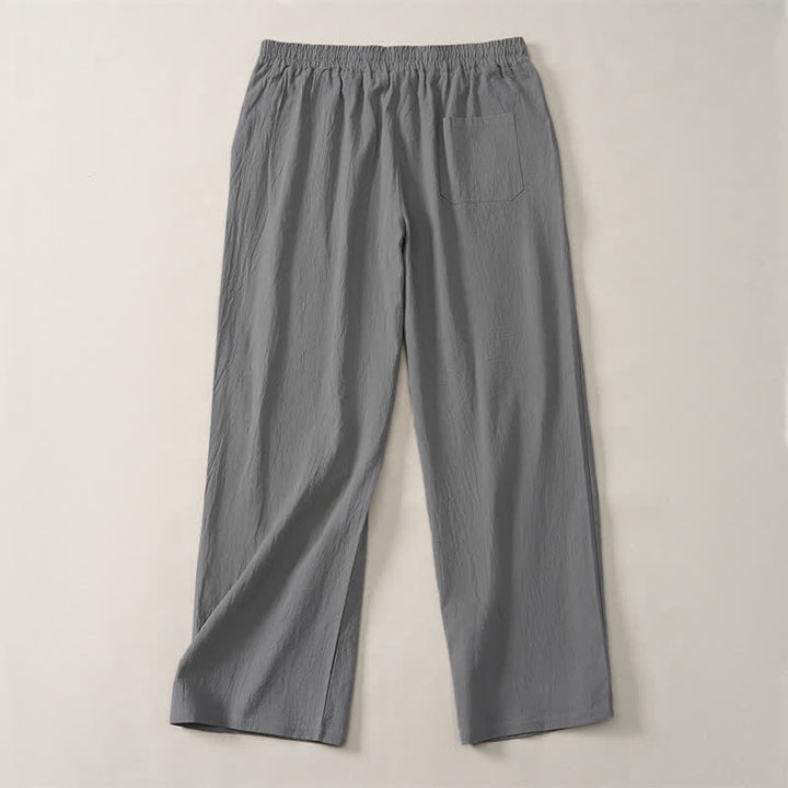 Buddha Stones Pantalones largos lisos casuales de otoño con cordón ajustable para hombre, pierna recta y bolsillo. - image 24
