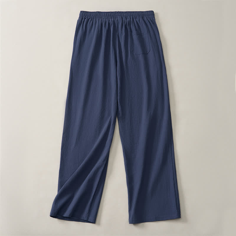 Buddha Stones Pantalones largos lisos casuales de otoño con cordón ajustable para hombre, pierna recta y bolsillo. - image 14