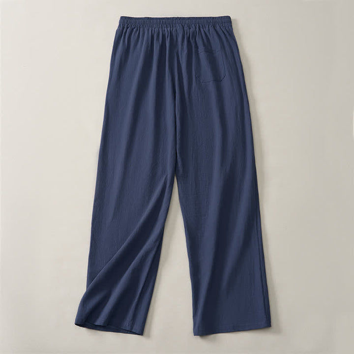 Buddha Stones Pantalones largos lisos casuales de otoño con cordón ajustable para hombre, pierna recta y bolsillo. - image 14