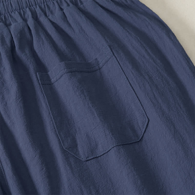 Buddha Stones Pantalones largos lisos casuales de otoño con cordón ajustable para hombre, pierna recta y bolsillo. - image 18