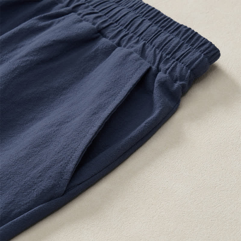 Buddha Stones Pantalones largos lisos casuales de otoño con cordón ajustable para hombre, pierna recta y bolsillo. - image 17