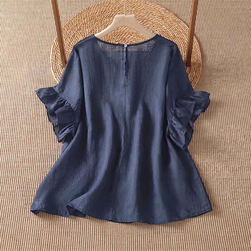 Buddha Stones Camisetas de manga corta para mujer, estilo bohemio informal con estampado floral, ideales para el verano. - image 7