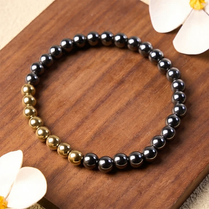 Buddha Stones Pulsera redonda de cuentas de hematita para conexión a tierra - image 13