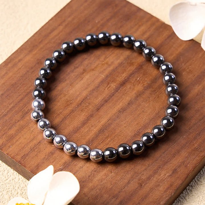 Buddha Stones Pulsera redonda de cuentas de hematita para conexión a tierra - image 2