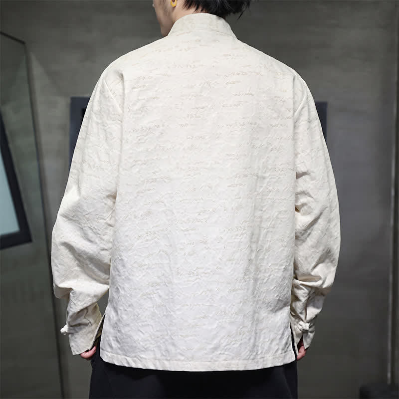Buddha Stones Camisas de manga larga para hombre estilo vintage Tang con botones de rana y estampado floral. - image 9